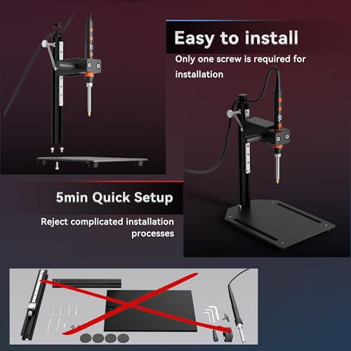 Image of Vertical Heat Set Insert Tool Pressing Machine with 90W Soldering Iron Brass Threaded Inserts Tool M2-M8 Tip Adapter for 3D Printed Components DIY Plastic Parts