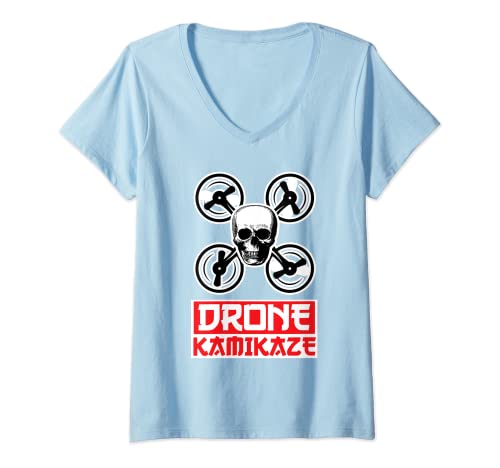 Damen Drohne Kamikaze T-Shirt mit V-Ausschnitt