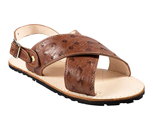 Men Exotic Sandals Genuine Ostrich Leather Cognac Color Huaraches Piel Avestruz