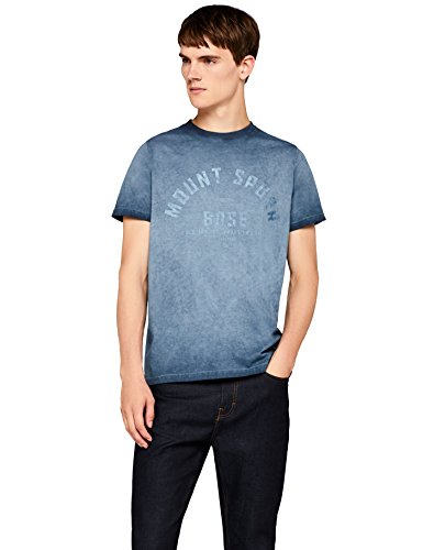 Marque Amazon - find. T-Shirt Délavé Mount Spurr Homme, Bleu (Blue), M, Label: M