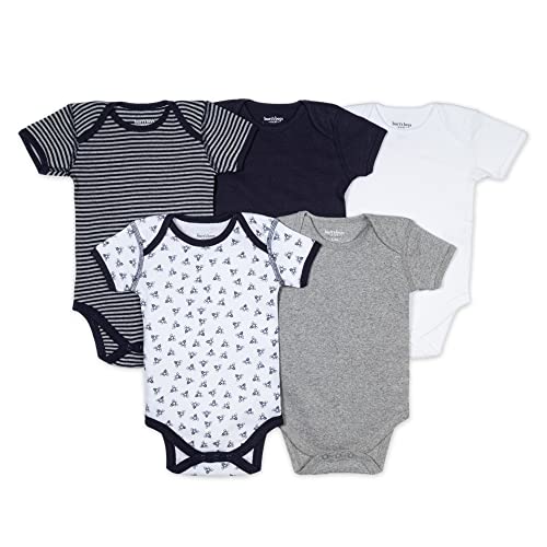 Image of Burt's Bees Baby Unisex Baby Bodysuits, 5-pack Short & Long Sleeve One-pieces, 100% Organic Cotton Bodysuit
