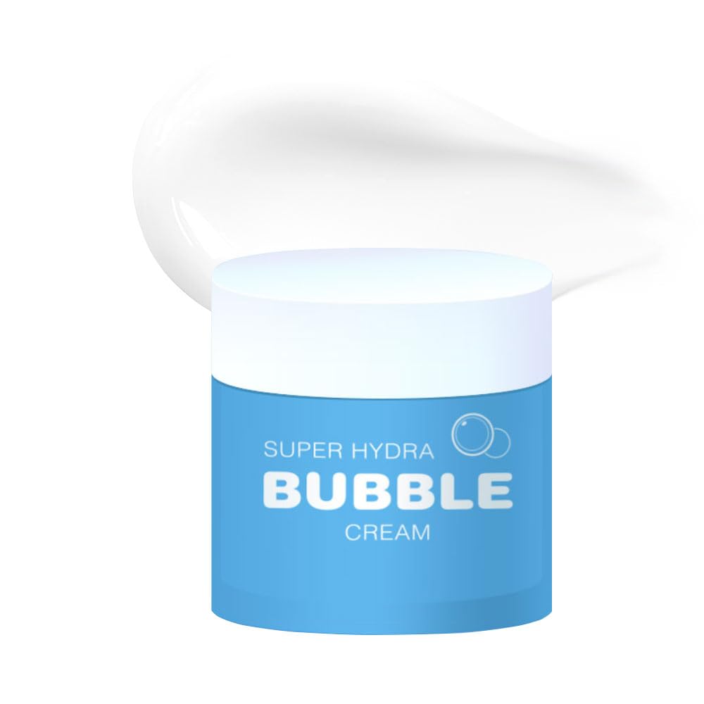 Super Hydra Bubble Skincare Cream 3.38fl.oz.(100ml) | Lightweight Gel Moisturizer with Hyaluronic Acid & Peptides | Korean Water-Drop Texture for Hydrated, Dewy Skin