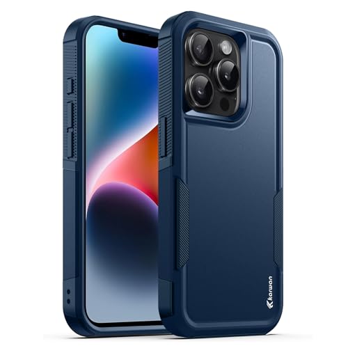 Image of KARWAN Shockproof Back Case Cover Compatible with iPhone 14 Pro Max, Heavy Duty Case with 360 Degree Camera Protection, Dual Layer Rugged Bumper Protection Cover with Matte Finish (Blue)