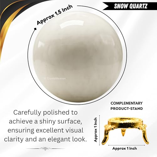 Image of Certified Snow Quartz Crystal Ball for Meditation - Premium Crystal Vastu Items for Home and Feng Shui Items for Good Luck - Ideal for Pooja Supplies and Spiritual Practices (1.5 inch Inch)