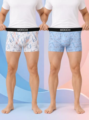 Image of Men's Printed Trunks, Pack of 2 | Abstract Geometric Design | Stretchable Elastic Waistband | Comfortable Regular Fit Underwear