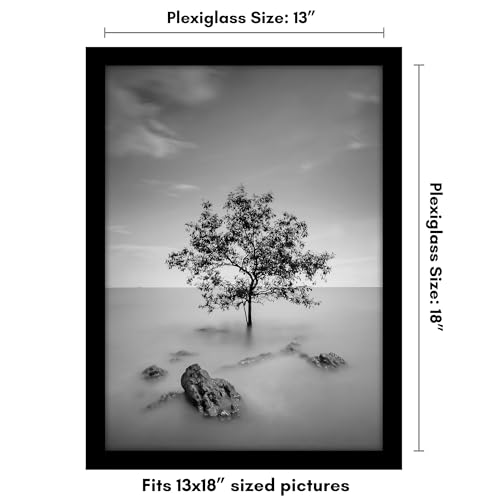 Americanflat 13x18 Picture Frame with Polished Plexiglass - Black Picture Frame - Wide Photo Frames Made of Engineered Wood for Vertical or Horizontal Wall Display - Epic Collection - Black
