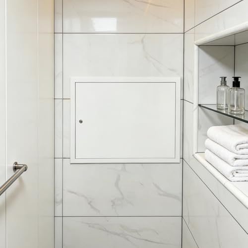 Panneau d'accès en métal blanc 86x112cm avec serrure pour gaine technique