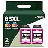63XL – Cartuchos de tinta de repuesto para HP 63 XL (color 2 unidades) funcionan con HP63 3830 4650 4652 4655 5200 5252 5255 5258 4520 4512 1112 2132 3630 3632 455 45 EU 10 3833 3634 2130 Impresoras 2