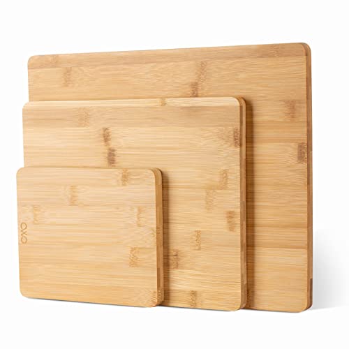 COOK WITH COLOR Bamboo Cutting Boards - Set of 3 Kitchen Cutting Board in 3 Sizes- Strong Heavy Duty Bamboo Chopping Boards for Kitchen- Rectangular 
