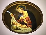  Quadro capezzale Madonna Del Velo barocco dipinto olio Su medaglione oro 40x50 CM