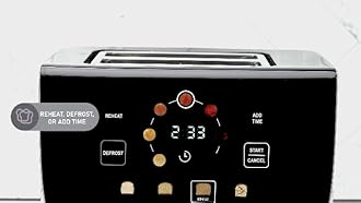 Inspirex Touch Screen Toaster - 2 Slice Extra-Wide Slots - 5 Bread Type and 6 Browning Levels - Defrost, Reheat, Favorite, Single Slot Settings - Stainless Steel