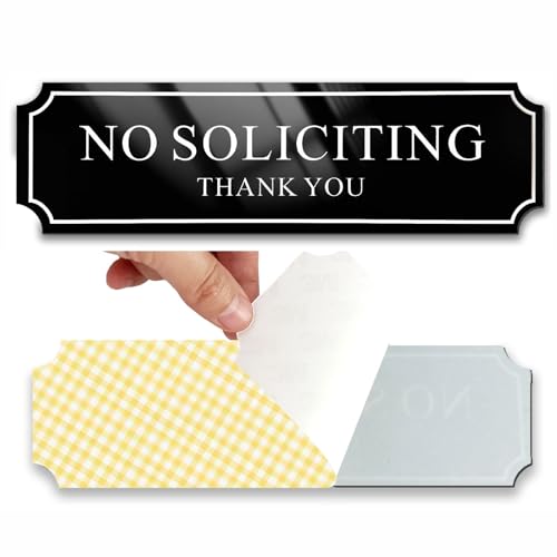 Premium No Soliciting Sign for House, Home, and Office - 8.2' x 2.5', Strong Self-Adhesive, UV & Weather Resistant (white)