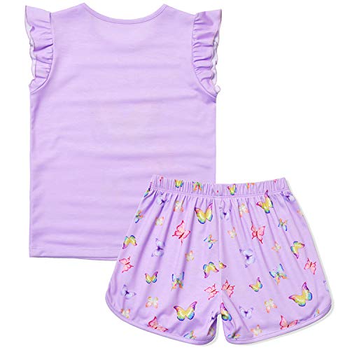 Perfashion Girls' Pajama Sets Flutter Sleeve Ruffles Soft Pjs Size 4-13 Years Sleepwear2