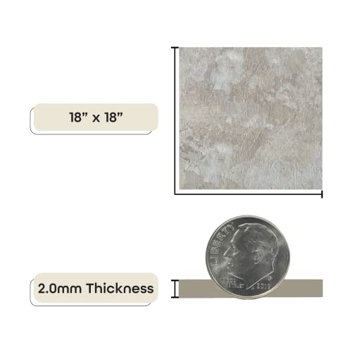 Majestic Self Adhesive 18-Inch Square Vinyl Floor Tiles, 10 Tiles - 18" x 18", Ghibli Beige Granite Pattern - Peel & Stick, DIY Flooring for Kitchen, Dining Room & Bathrooms by Achim Home Decor by ACHIM - Used condition - Image 4