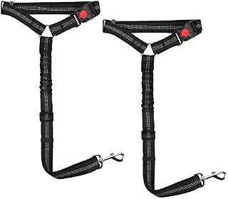 elloLife [2 PACKS] Dog Seat Belts for Car, 2-in-1 Headrest Restraint Puppy Safety Adjustable Dog Car Seatbelts and Strong Leash Leads Accessories for Dogs Cats Pets, Black ([2 PACKS] BLACK)