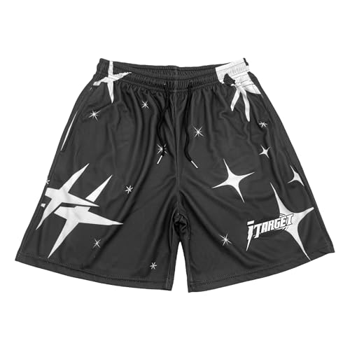DIOTSR Mens Retro Casual Graphic Shorts Elastic Waistband Streetwear Athletic Basketball Running Active Shorts (Shining Stars,X-Small)