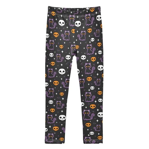 Girls Leggings Soft Toddler Ankle Length Bottoms Halloween Skull Cat Kids Dance Yoga Pants 4-10 Years