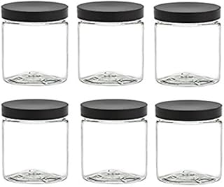 Clear 4 oz Plastic Jar with Black Lid - Pack of 6