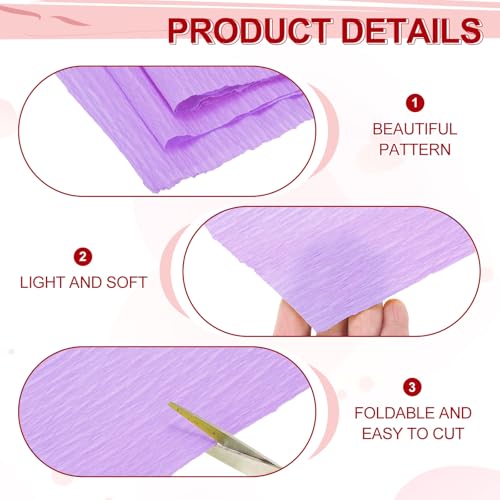 Image of MECCANIXITY Crepe Paper Roll 8.2ft Long 4 Inch Wide for Wedding Ceremony Various Large Festivals Decoration, Light Purple
