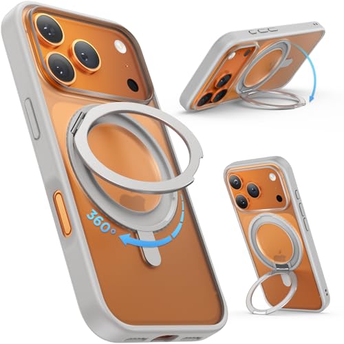 SURPHY iPhone 17 Pro �p�X�^���h�P�[�X ������,6.3�C���`(2025) 360°��]�\�ȃX�^���h MagSafe�Ή� ���c���� �p�x���� �B�����[�� �}�O�l�b�g���� �X�}�z�P�[�X iPhone 17 Pro�p�������}�b�g�P�[�X�i�O��