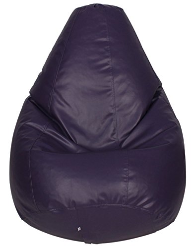 Sattva Classic XXXL Bean Bag with Pocket Filled with Beans | Faux Leather Teardrop Bean Bag for Adults & Teens | Pre-Filled Comfortable Seating for Bedroom, Living Room, Office, Home – Purple