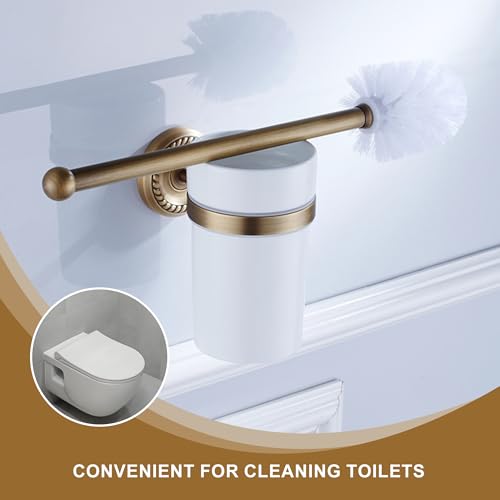 Image of Antique Bronze Toilet Brush Holder Set Wall Mounted