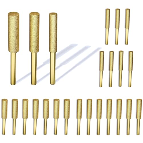 savone 24-Piece Titanium Plated Diamond Chainsaw Sharpener Bits, 5/32 to 7/32 in