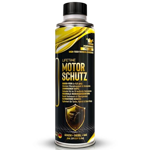 LIFETIME MOTORSCHUTZ Mikro-Keramik Motoröl-Additiv für Benzin- & Dieselmotoren I Keramikverschleißschutz I Öl Additiv | Zahnriemen-Safe | Motorreiniger I bis 7L Ölvolumen I Kaltstart-Schutz 300ml