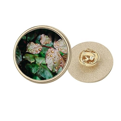 Broche ronde en métal doré Dewdrop motif nature taille M