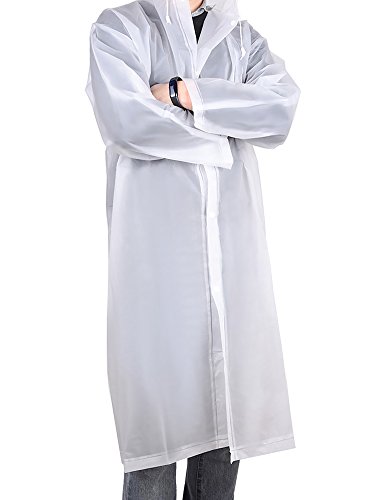 Mudder Adult Portable Raincoat Rain Poncho with Hoods and Sleeves (White)2