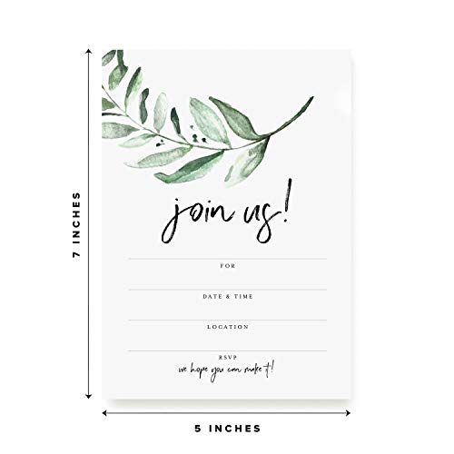 Bliss Collections All Occasion Invitations With Envelopes, Rustic Greenery, Cards For Your Wedding, Reception, Bridal Or Baby Shower, Engagement And Birthday Party, 5"X7" (25 Invitations And Envelopes) #TOP4