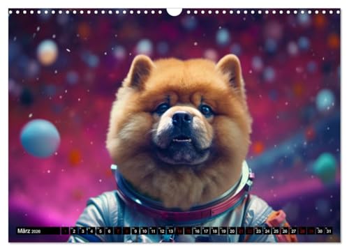 Hunde im Weltall (Wandkalender 2026 DIN A3 quer), CALVENDO Monatskalender: Hunde im All: Eine kosmische Reise der Niedlichkeit. (CALVENDO Wissenschaft)