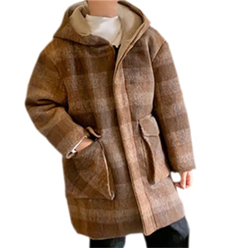 Cromoncent Kids Boys Hooded Plaid Tweed Over Coat, 6-14 Years2