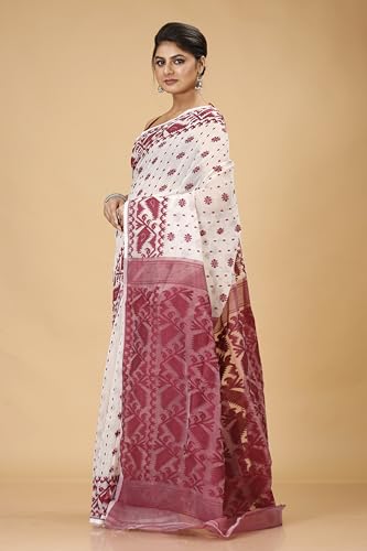 Image of OISHANI SAREE GHOR Women's Traditional Bengal Cotton Silk Soft Jamdani Saree - Beautiful design and Quality - Without Blouse Piece