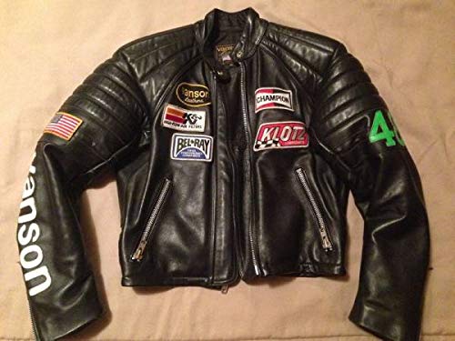 Vanson Leathers – Chaqueta de motorista, modelo TC, color negro, de piel auténtica, talla 62 EU