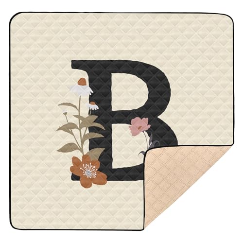 B - Alfombra de juego antideslizante grande para bebés para interiores y exteriores, portátil, para tiempo de barriga y gatear para bebés pequeños, 50 x 50 pulgadas