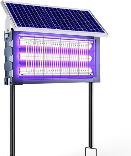 JBJSHHY ???虫器?外太?能?虫器 電撃殺虫器 ソーラー ガーデニング 蚊取り コバエ対策 夜間に自動的に起動 組み立てが簡単 LED 光源、吸?昆虫陷? ?蚊器、?力 (30w,パープル)