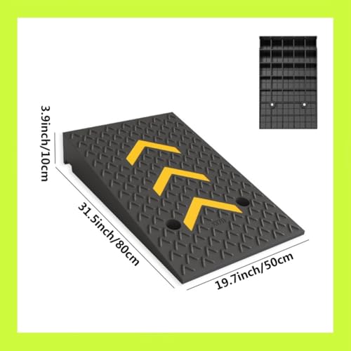 Rampa umbral antideslizante de caucho y plástico para uso pesado, para automóviles, sillas de ruedas, scooters, escalones y bordillos (50x80x10 cm) miniatura 4