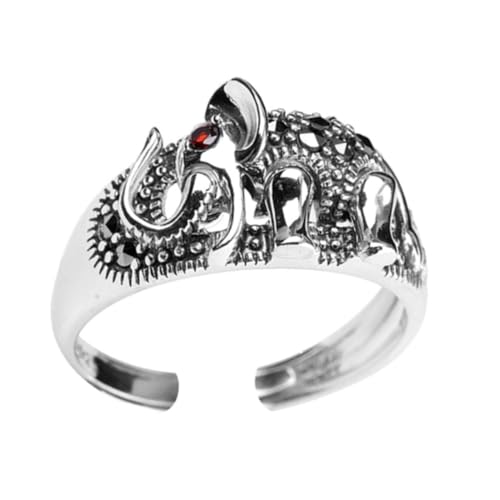 Éléphant vintage réglable ouvert bague de bon augure Ruyi personnalisé bijoux à la main