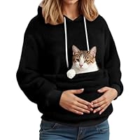 Sudadera con capucha para mujer, jersey para gato con bolsillo