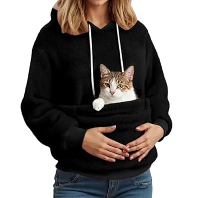 Sudadera con capucha para mujer, jersey para gato con bolsillo grande, sudadera canguro para gato, manga larga, sudaderas para mujer, portador transportador, bolsillo para amantes de las mascotas | Ya disponible en tu tienda friki favorita! En mundofriki.es!