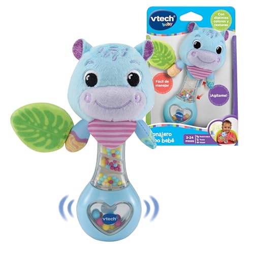 VTech-Baby Sonajero Hipo bebé, Ideal para manos pequeñas, Papel crujiente, Orejitas móviles, Sin componentes electrónicos, Regalo bebés +3 meses, Versión ESP