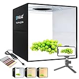 PULUZ Fotostudio Lichtbox Fotobox 40x40x40cm Tragbarer Fotografie Lichtzelte ​Light Box mit 3 Farbtemperaturen dimmbarem Ring LED-Licht 12 Farben
