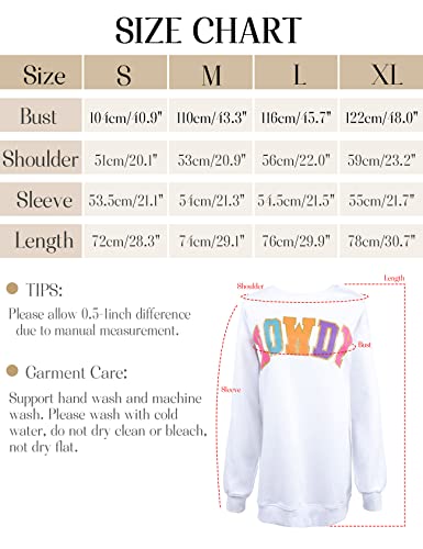 Yimoon Women's Oversized Sweatshirt Howdy Letter Print Graphic Crew Neck Pullover Long Sleeve Casual Loose Tops(White-L) #TOP5