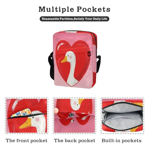 Funny Cartoon Heart Animal Goose men's messenger bag Small Crossbody Bags For Women Shoulder Hand Bag For Woman Adjustable Strap for School Travel2