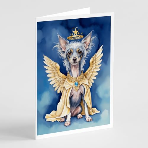Caroline's Treasures Chinese Crested My Angel Greeting Cards Pack of 8 Blank Cards with Envelopes Whimsical A7 Size 5x7 Blank Note Cards