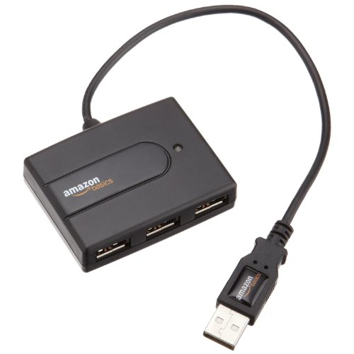 Amazon Basics Hub USB 2.0 Ultra avec 4 Ports, Paquet de 1, Noir