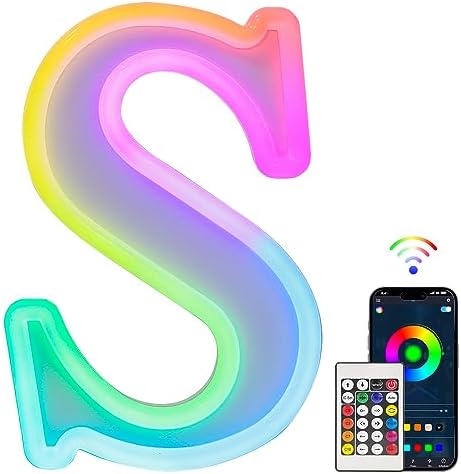 Tosakey Light Up Letters, LED Letter Lights Sign 18 Color Changing with Bluetooth App Remote Night Lights Gift for Girl Boy Women Birthday Christmas Party Wedding Bar Decor (B)