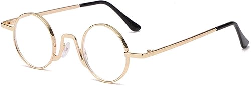 ABETOS Gafas de lectura redondas con luz azul, marco de metal, bisagras flexibles, lectores de computadora, hombres y mujeres