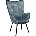 MEUBLE COSY BOGDAN Poltrona Design Contemporaneo, Sedia Relax Soggiorno, Lounge, Salotto, Blu (Blue Dark Wood Leg)